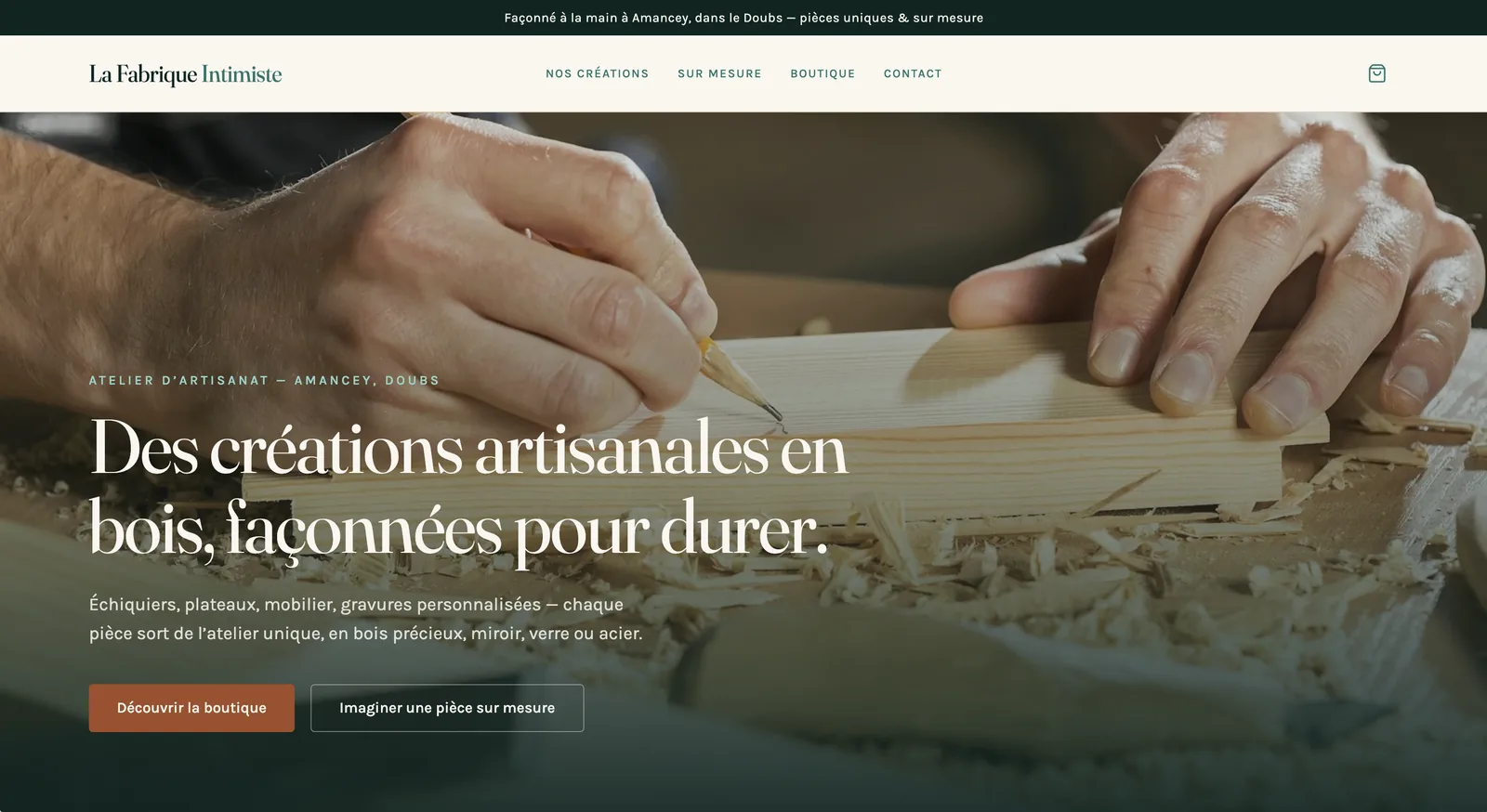 La Fabrique Intimiste — E-commerce · Développement Web