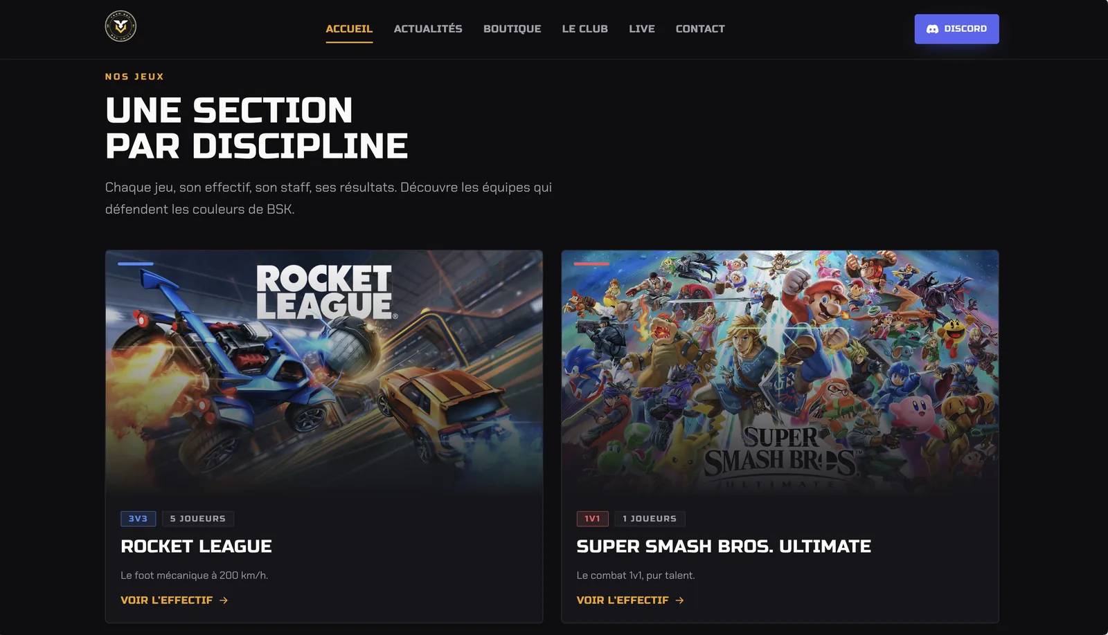 Team BSK — Site vitrine · Gestion interne